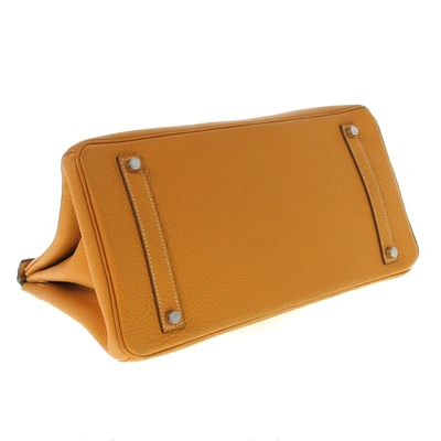 Shop Hermes Hermès Birkin 35 Yellow Leather Handbag ()