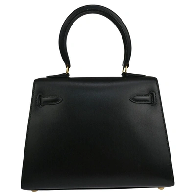 Shop Hermes Hermès Kelly Mini Black Leather Handbag ()