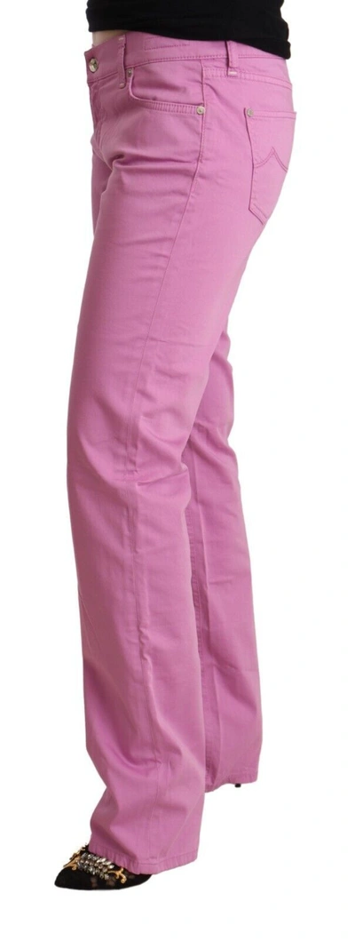 Jacob Cohen Pink Cotton Low Waist Denim Tapered Jeans In Pink