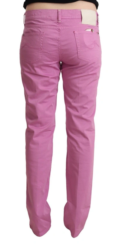 Jacob Cohen Pink Cotton Low Waist Denim Tapered Jeans In Pink