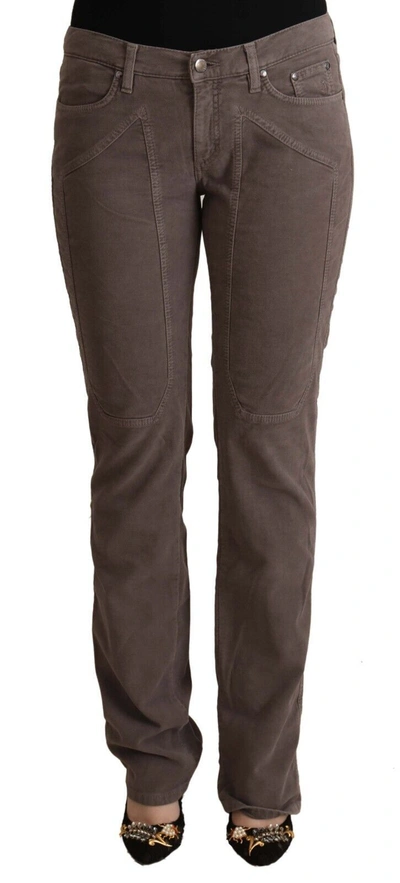Shop Jeckerson Brown Cotton Low Waist Iconic Patches Leg Denim Women's Jeans