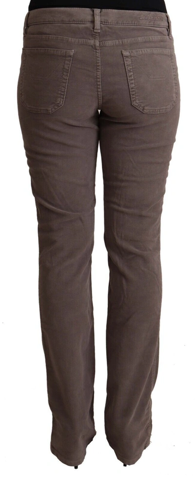 Shop Jeckerson Brown Cotton Low Waist Iconic Patches Leg Denim Women's Jeans