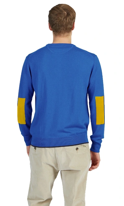 Shop La Martina Elegant Cotton Crew Neck Sweater With Chest Men's Logo In Light Blue