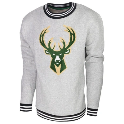 Stadium Essentials Heather Gray Milwaukee Bucks Club Level Pullover Sweatshirt In Heather Gray
