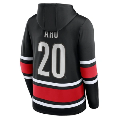 Fanatics Branded Sebastian Aho Red Carolina Hurricanes Name & Number Lace-up Pullover Hoodie In Red