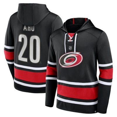 Fanatics Branded Sebastian Aho Red Carolina Hurricanes Name & Number Lace-up Pullover Hoodie In Red