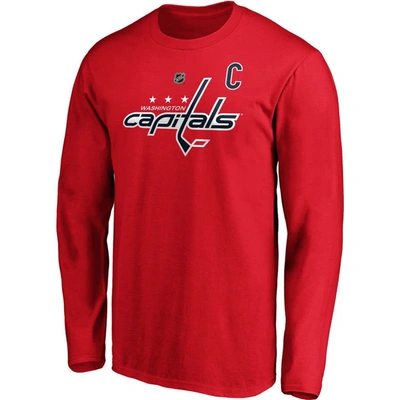 Shop Fanatics Branded Alexander Ovechkin Red Washington Capitals Authentic Stack Name & Number Long Sleev