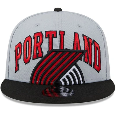 New Era Men's  Gray, Black Portland Trail Blazers Tip-off Two-tone 9fifty Snapback Hat In Gray
