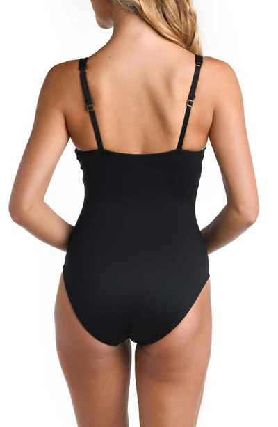 Shop La Blanca Luxe Plunge Keyhole One-piece Swimsuit In Black