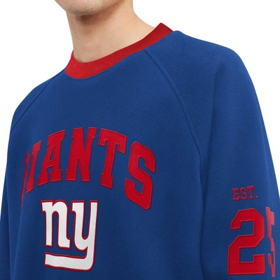 Shop Tommy Hilfiger Royal New York Giants Reese Raglan Tri-blend Pullover Sweatshirt