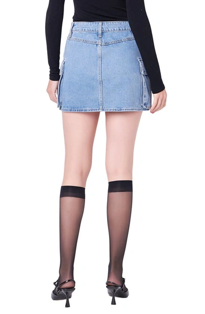 English Factory Women's Denim Cargo Low Rise Mini Skirt In Denim