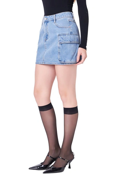 English Factory Women's Denim Cargo Low Rise Mini Skirt In Denim