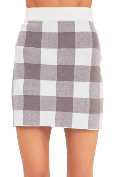 English Factory Women's Multi Gingham Knit Mini Skirt In Grey Multi