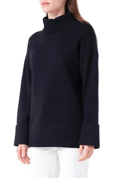 English Factory Oversize Turtleneck Sweater In Black