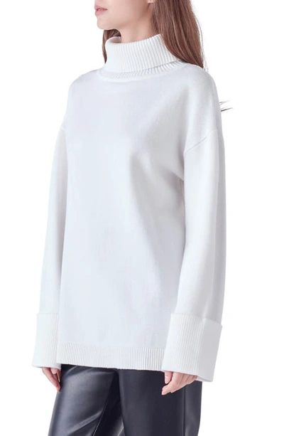 Shop English Factory Oversize Turtleneck Sweater In Ivory
