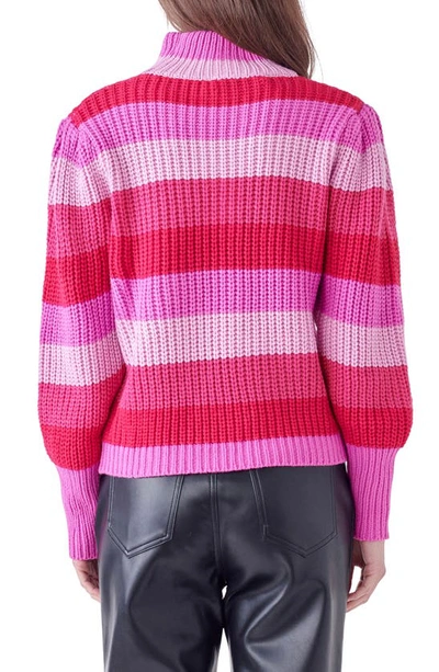 English Factory Women's Stripe Mockneck Sweater In Pink Multi