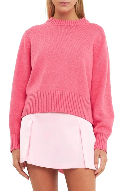 Shop English Factory Crewneck Cotton Blend Sweater In Pink