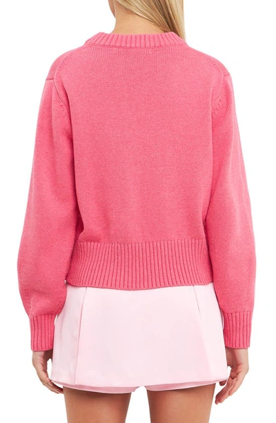 Shop English Factory Crewneck Cotton Blend Sweater In Pink