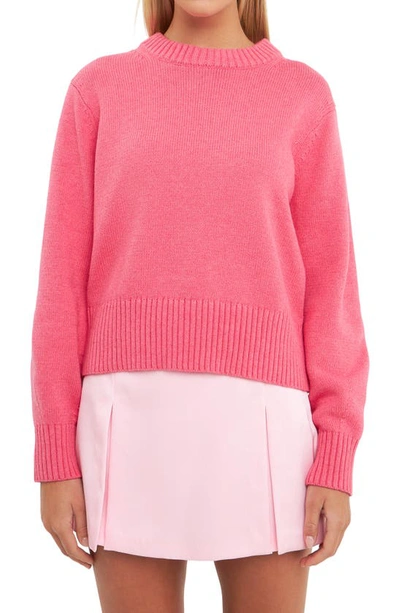 Shop English Factory Crewneck Cotton Blend Sweater In Pink