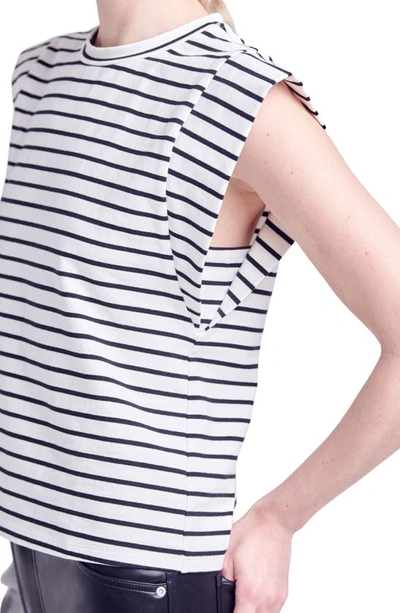 Shop English Factory Stripe Extended Shoulder T-shirt In White/ Black