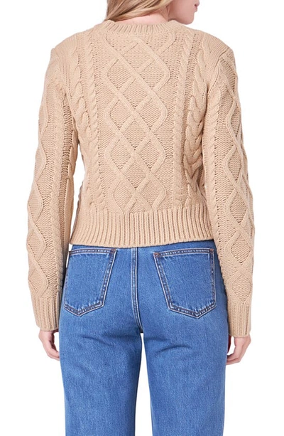 Shop English Factory Crop Cable Stitch Sweater In Oatmeal