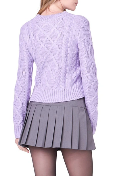 Shop English Factory Crop Cable Stitch Sweater In Lilac