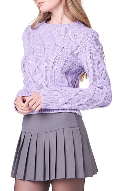 Shop English Factory Crop Cable Stitch Sweater In Lilac