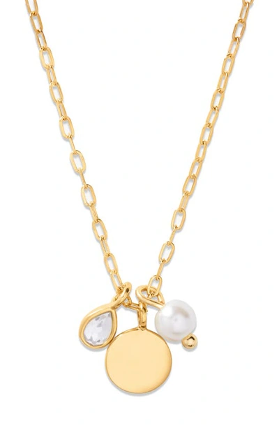 Shop Brook & York Brook And York Cecilia Crystal & Imitation Pearl Charm Pendant Necklace In Gold