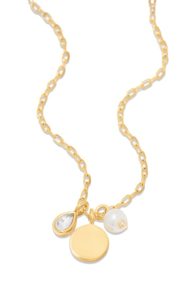 Brook & York Brook And York Cecilia Crystal & Imitation Pearl Charm Pendant Necklace In Gold