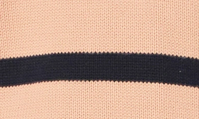 Shop English Factory Stripe Cotton Zip Pullover In Tan/ Black