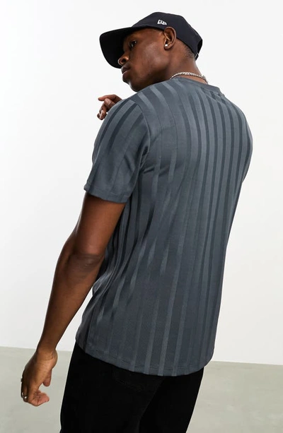 Shop Asos Design Shiny Rib T-shirt In Grey