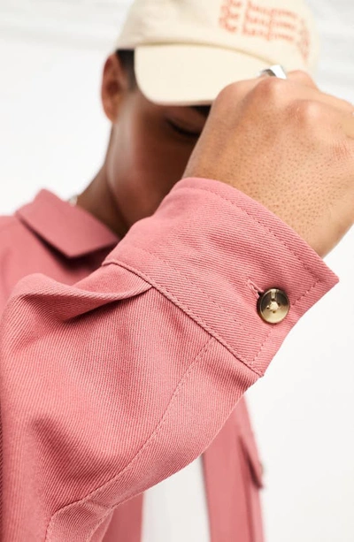 Shop Asos Design Cotton Shacket In Pink