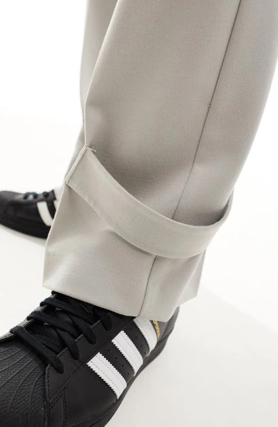 Shop Asos Design Smart Wide Leg Pants In Light Grey