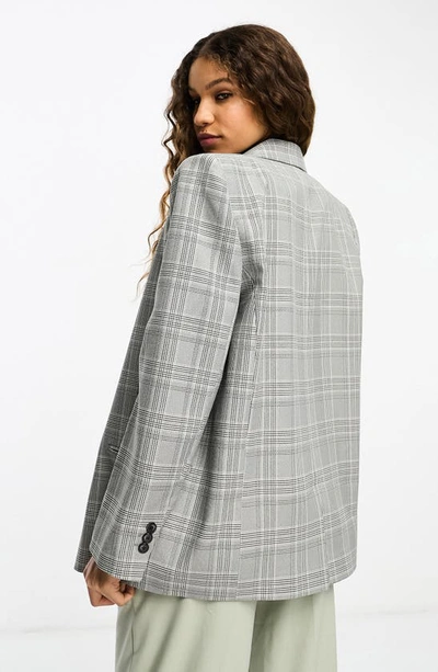 Shop Asos Design Oversize Plaid Blazer In Grey