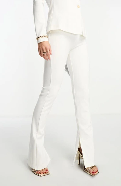 Shop Asos Design Split Hem Skinny Pants In Cream