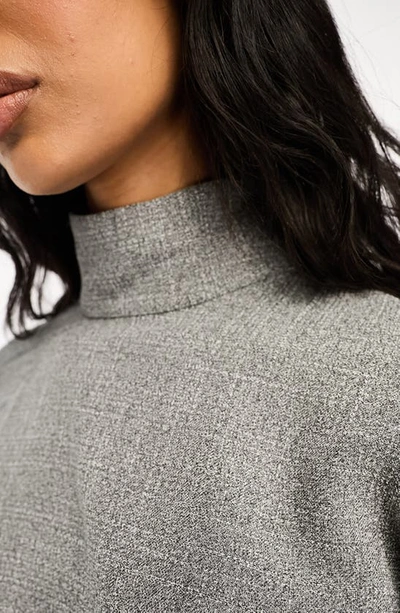 Shop Asos Design Textured Mock Neck Top In Grey