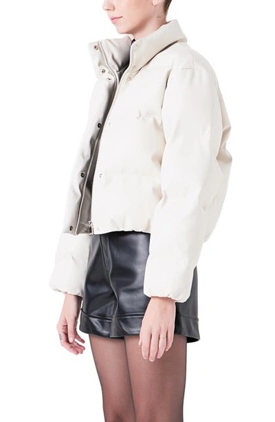 Shop Grey Lab Crop Puffer Jacket In Cream