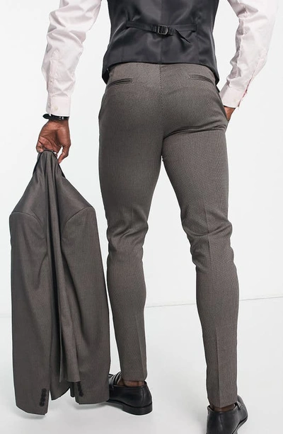 Shop Asos Design Skinny Suit Pants In Brown
