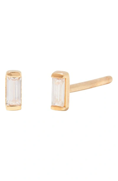 Shop Brook & York Chloe Baguette White Topaz Stud Earrings In Gold