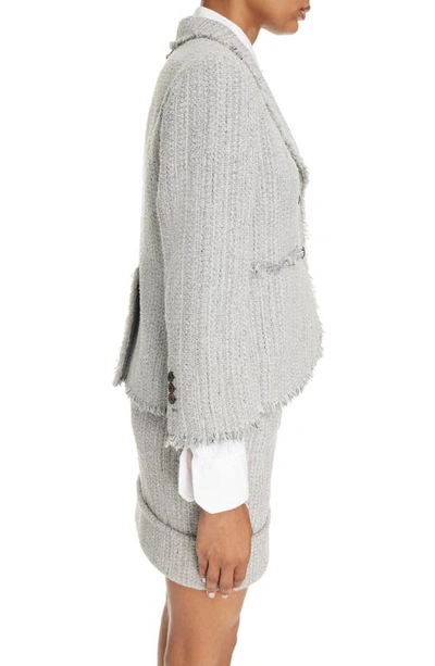Thom Browne 4 Bar-stripe Tweed Jacket In Medium Grey