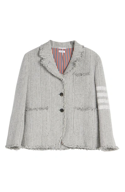 Shop Thom Browne 4-bar Unconstructed Shrunken Tweed Blazer In Medium Grey