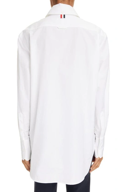 Shop Thom Browne Exaggerated Collar Easy Fit Cotton Button-up Shirt In White
