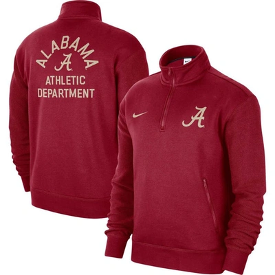 Shop Nike Crimson Alabama Crimson Tide Campus Athletic Department Quarter-zip Sweatshirt