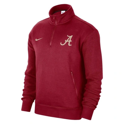 Shop Nike Crimson Alabama Crimson Tide Campus Athletic Department Quarter-zip Sweatshirt