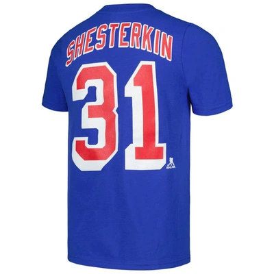 Shop Outerstuff Youth Igor Shesterkin Blue New York Rangers Player Name & Number T-shirt