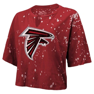 Shop Majestic Threads Red Atlanta Falcons Bleach Splatter Notch Neck Crop T-shirt