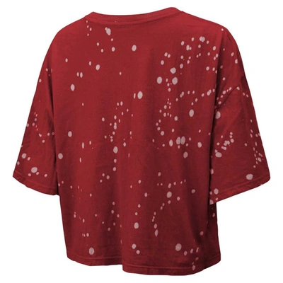 Shop Majestic Threads Red Atlanta Falcons Bleach Splatter Notch Neck Crop T-shirt