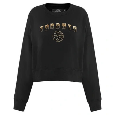 Shop Pro Standard Black Toronto Raptors Glam Cropped Pullover Sweatshirt