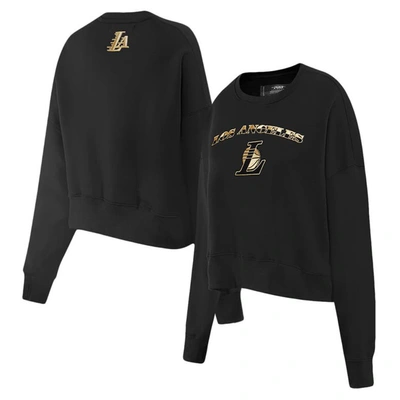 Shop Pro Standard Black Los Angeles Lakers Glam Cropped Pullover Sweatshirt