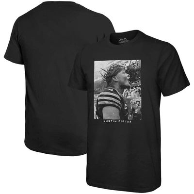 Shop Majestic Threads Justin Fields Black Chicago Bears Oversized Player Image T-shirt